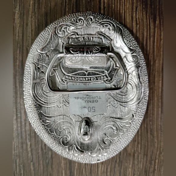 Native American Navajo Silver and Turquois belt buckle Vintage SSI - Picture 5 of 10